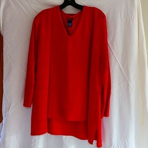 Red knit Sweater Set; v-neck Tank and Cardigan